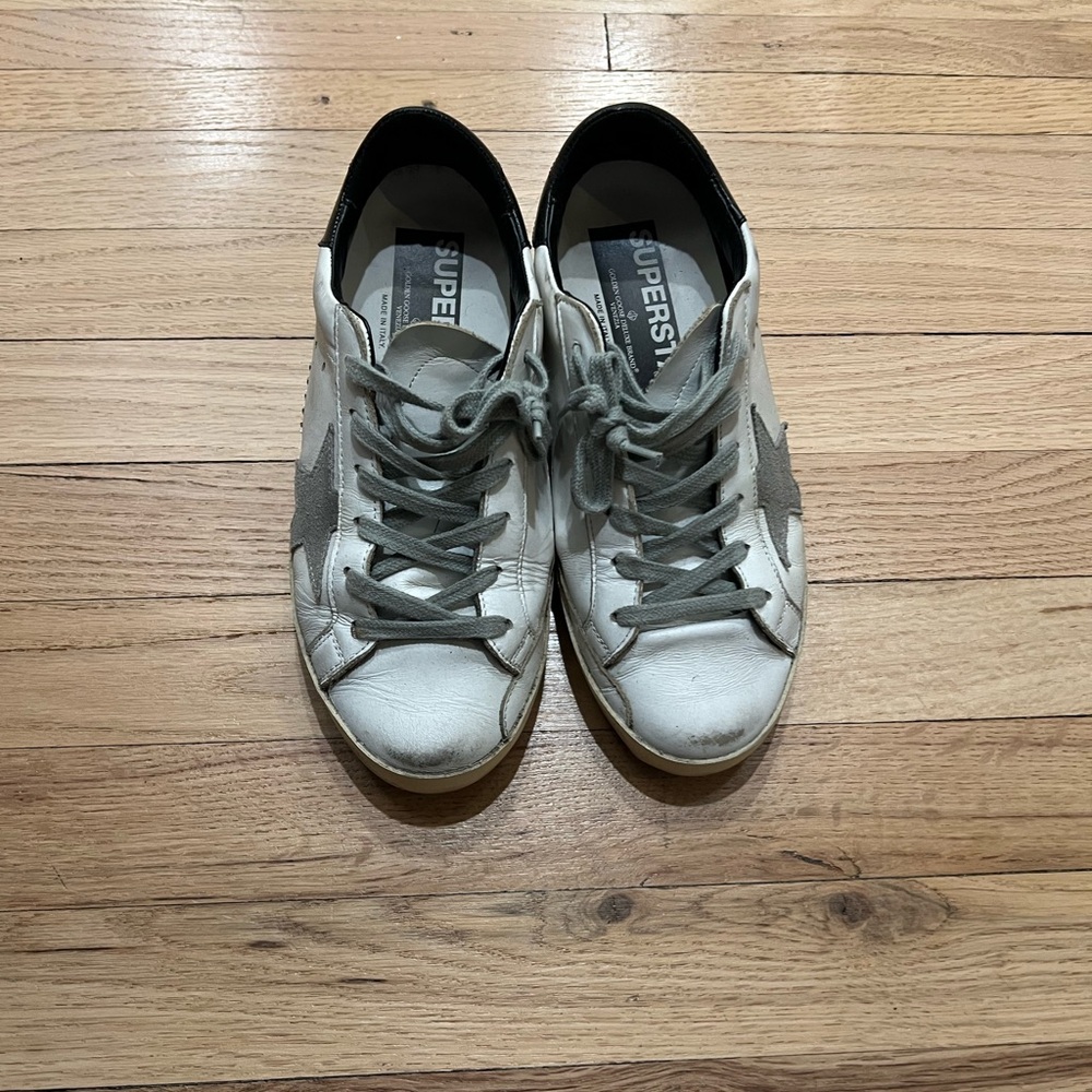 Golden Goose White and Gray Sneakers